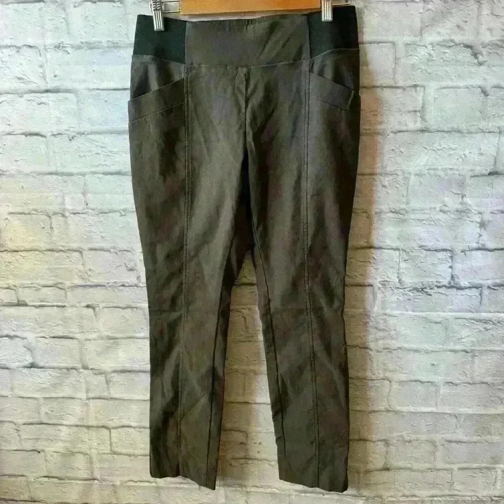 NIC + ZOE Skinny Olive Green Pull On Ankle Stretch Pants Women's Size 8